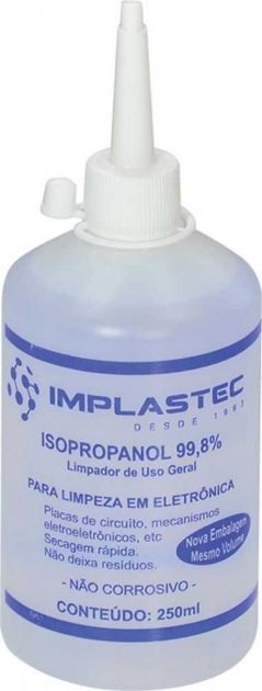 Álcool Isopropílico 250ML com Bico Aplicador IMPLASTEC