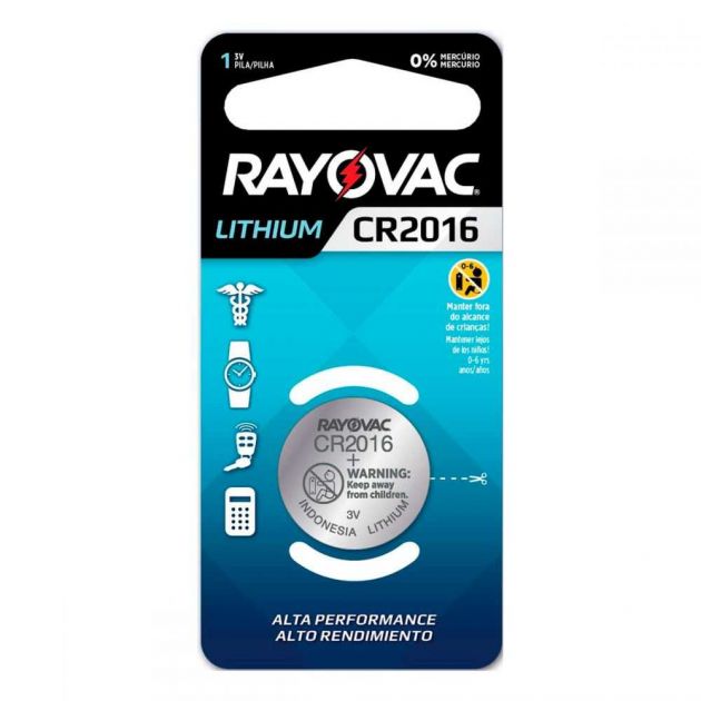 Bateria de Lithium 3V Blister com 1 CR2016 RAYOVAC