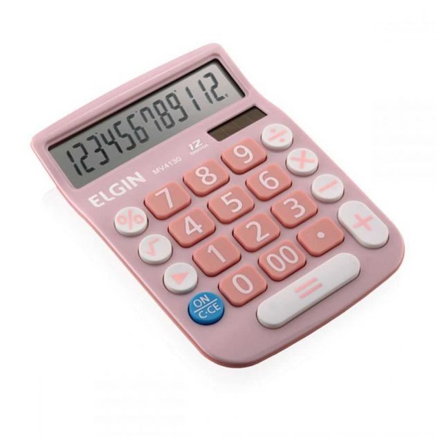 Calculadora De Mesa 12 Dígito MV-4130 Rosa ELGIN