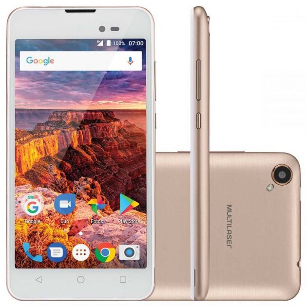Celular Smartphone MS50L 3G TELA 5"" 8GB Android 7.0 Dourado/Branco MULTILASER
