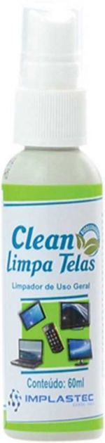 Clean Limpa Telas LCD 60ml Com Flanela (Tvs, Monitores, Notebooks) IMPLASTEC