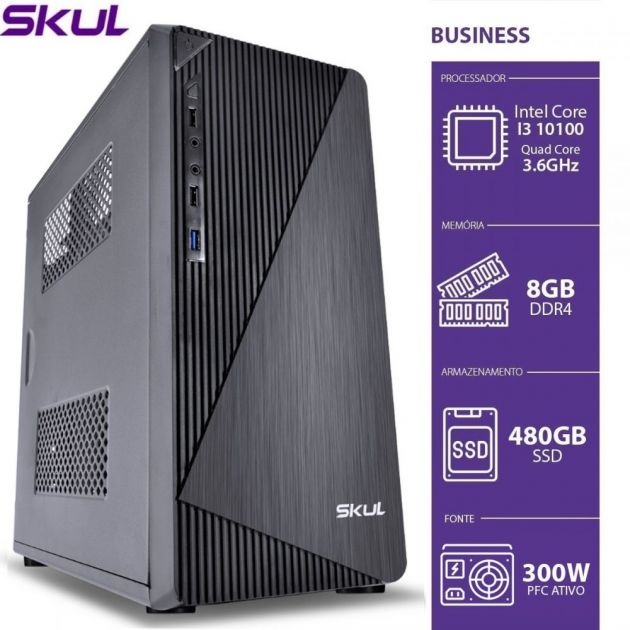 Computador Business B300 i3-10100 3.6Ghz 8GB DDR4 SSD 480GB Fonte 300W - SKUL