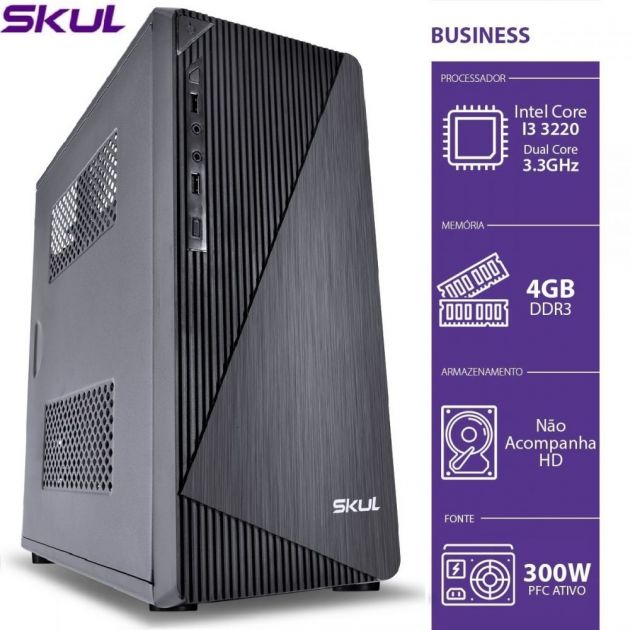 Computador Business B300 i3-3220 3.3Ghz 4GB DDR3 (sem HD/SSD) Fonte 300W - SKUL