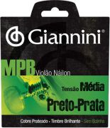 Encordoamento P/ Violão Nylon Preto-Prata GENWBS (Tensão Média) GIANNINI