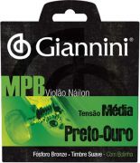 Encordoamento Para Violão Nylon Preto-Ouro GENWBG (Tensão Média) GIANNINI