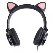 Fone Headset Kitty Ear Preto Com Microfone KE100P VINIK 