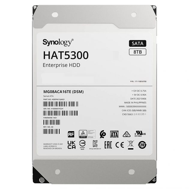 HD Enterprise HAT5300 8TB 7200Rpm 256MB SATA III 6GB/s 3.5" HAT5300-8T SYNOLOGY