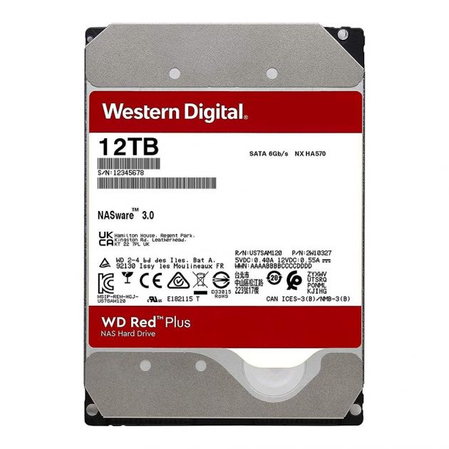 HD WD Red Plus NAS 12TB 7200 Rpm 512MB SATA III 6GB/s 3.5’ WD120EFBX-68B0EN0 WESTERN DIGITAL