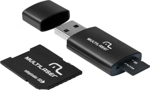 Cartão Micro SD 8GB (Com Adaptador e Leitor USB) MC058 MULTILASER