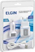 Kit Com Carregadores Veicular USB + Tomada ELGIN