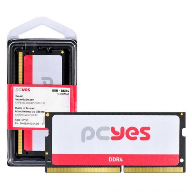 Memória RAM para Notebook DDR4 SODIMM 8GB 2400MHz PM082400D4SO PCYES