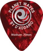 Palheta Para Guitarra de Celuloide Vermelho Pérola Média (Com 10 Unidades) PLANET WAVES