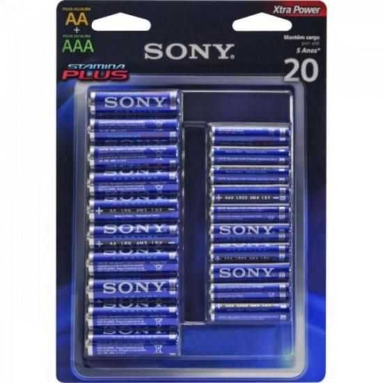Pilha Alcalina 10 AA + 10 AAA Stamina Plus ALMX-B20D Sony Caixa c/480 pilhas (cartela c/20) - CX / 4