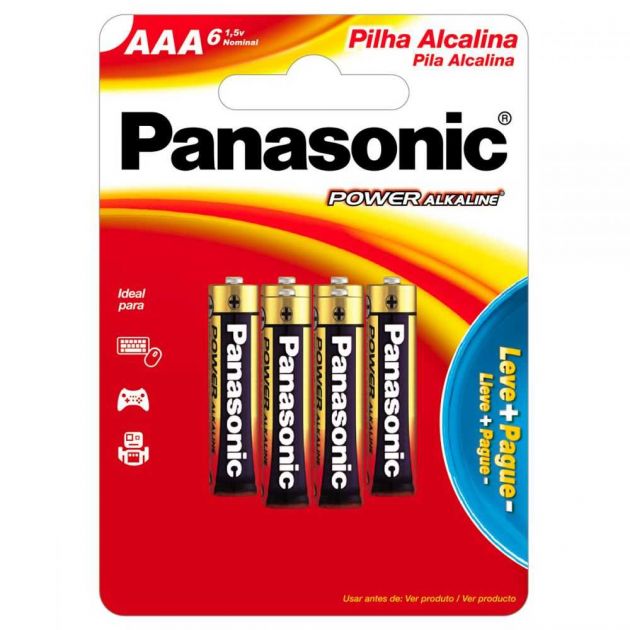 Pilha Alcalina AAA Com 6 LR03XAB/6B192 PANASONIC