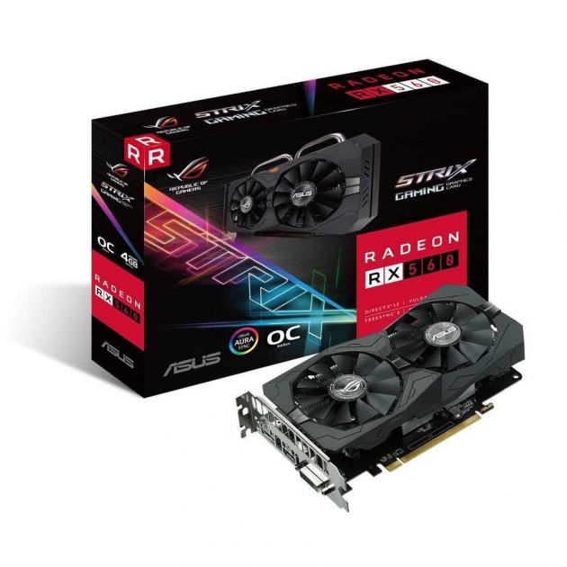 Placa de Vídeo AMD Radeon RX 560 Strix RGB 4GB GDDR5 ROG-STRIX-RX560-O4G-EVO-GAMING ASUS