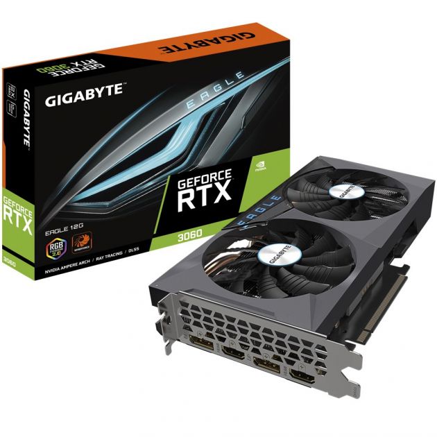 Placa de Vídeo Nvidia GeForce RTX 3060 Eagle 12GB RGB GDDR6 PCI-E 4.0 GV-N3060EAGLE-12GD GIGABYTE