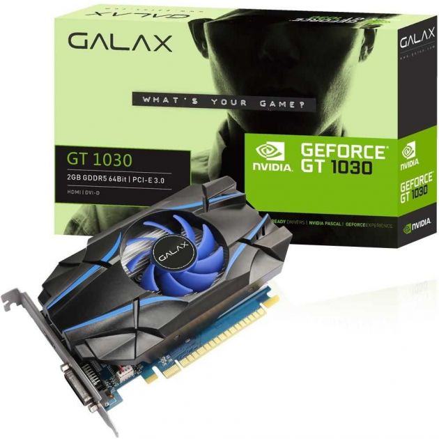 Placa de Vídeo NVIDIA GeForce GT 1030 2GB GDDR5 PCI-E 3.0 30NPH4HVQ4ST GALAX