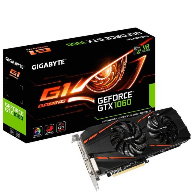 Placa de Vídeo NVIDIA GeForce GTX 1060 G1 Gaming RGB 6GB GDDR5 GV-N1060G1 GAMING-6GD GIGABYTE