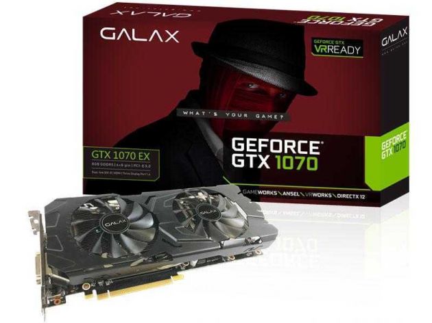 Placa de Vídeo NVIDIA GeForce GTX 1070 EX 8GB DDR5 PCIe 3.0 70NSH6DHL4 GALAX