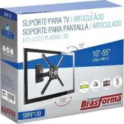SUPORTE PARA TV LCD DE 10"" A 55"" MODELO ARTICULADO SBRP130 PRETO- COM INCLINAÇÃO DE ATÉ 15°