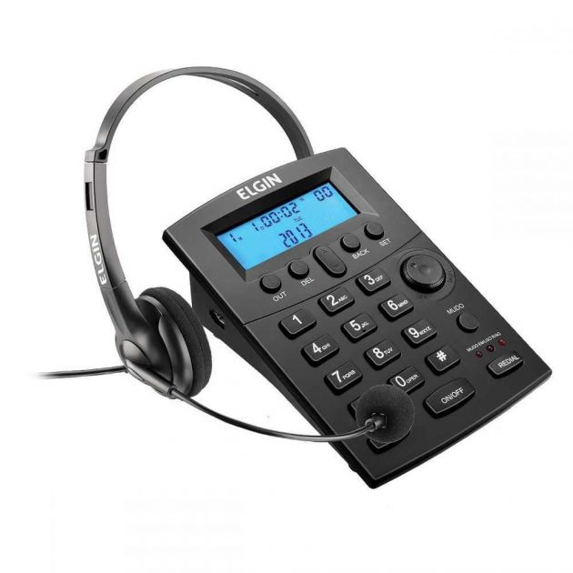 Telefone Headset Com Identificador de Chamadas HST8000 Preto ELGIN